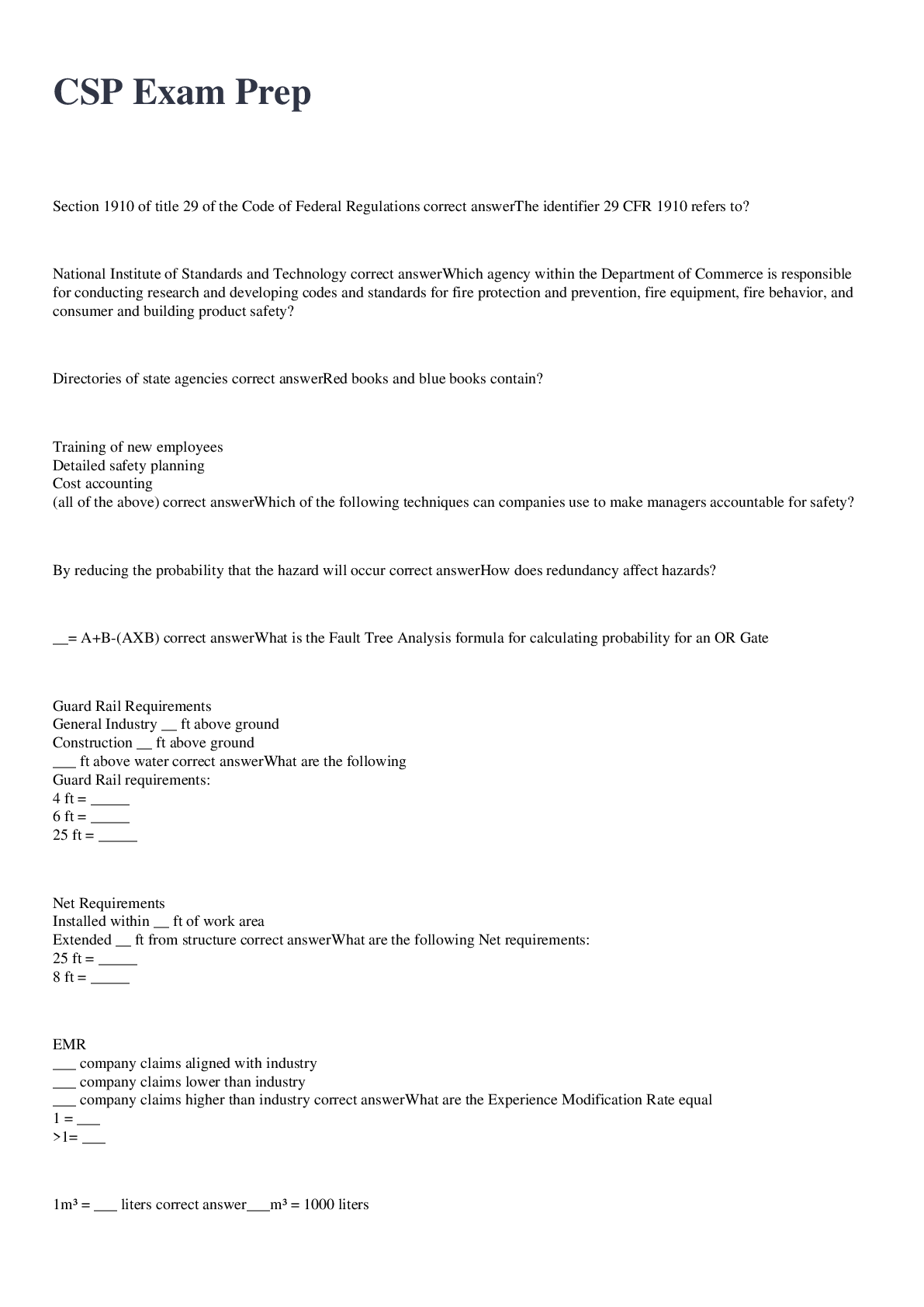 Preview image for CSP Exam Prep 2023 with 100% correct answers